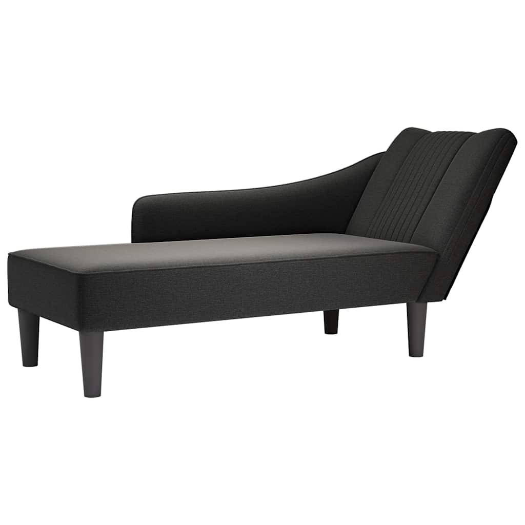 Chaise Lounge with Right Armrest Black Fabric