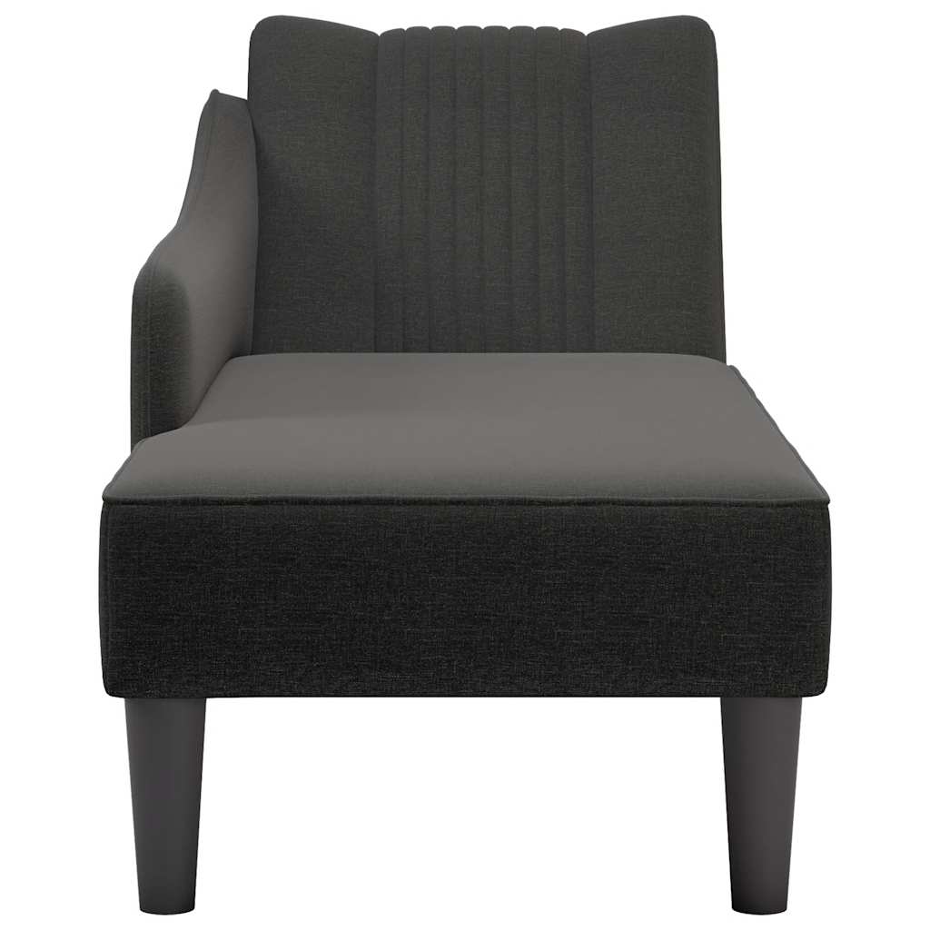 Chaise Lounge with Right Armrest Black Fabric