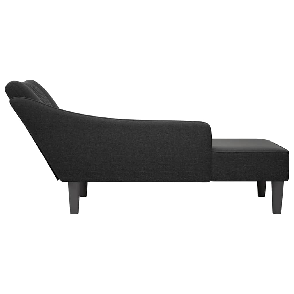 Chaise Lounge with Right Armrest Black Fabric