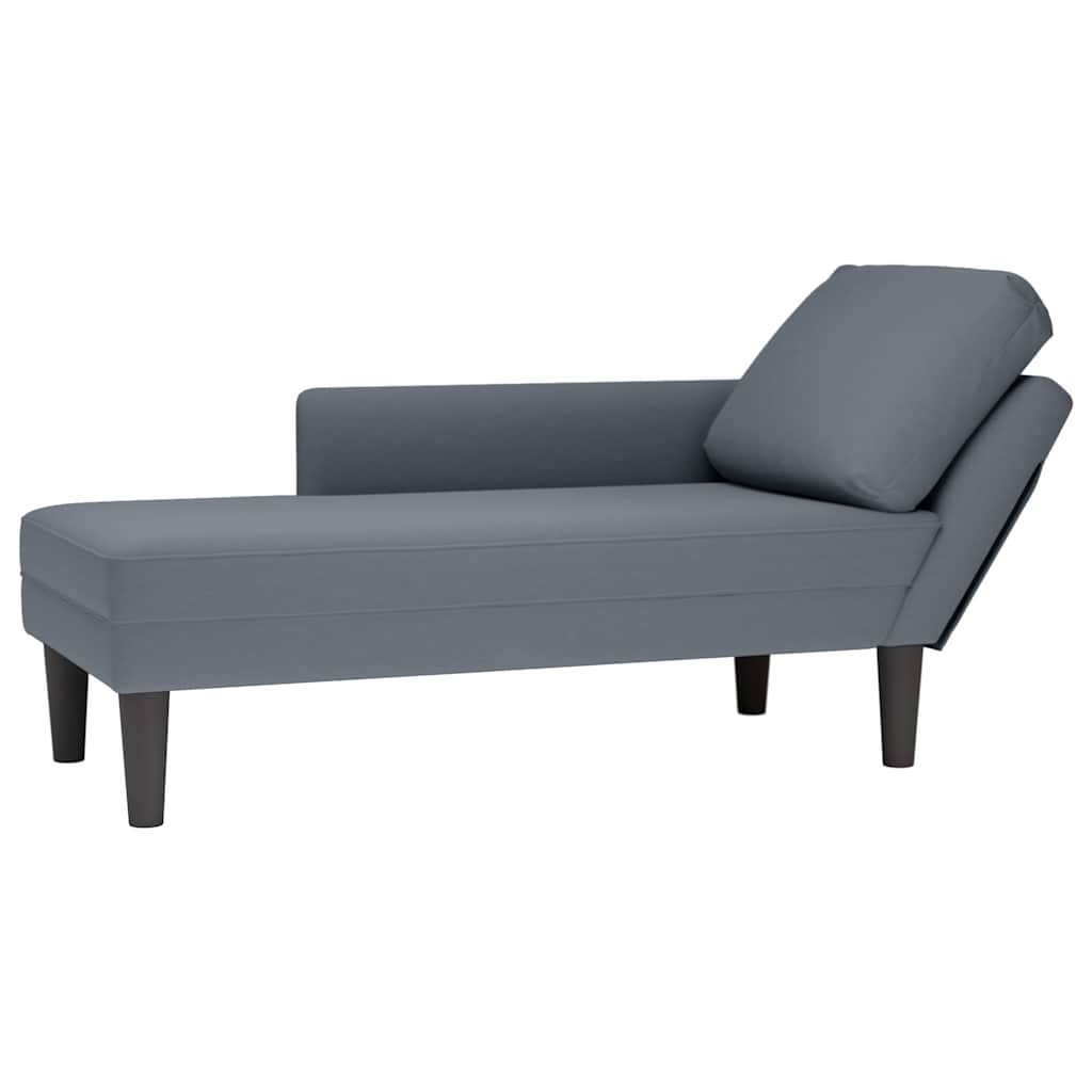 Chaise Lounge with Pillow and Right Armrest Dark Grey Velvet