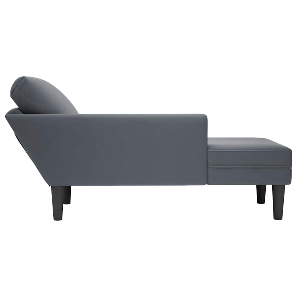 Chaise Lounge with Pillow and Right Armrest Dark Grey Velvet