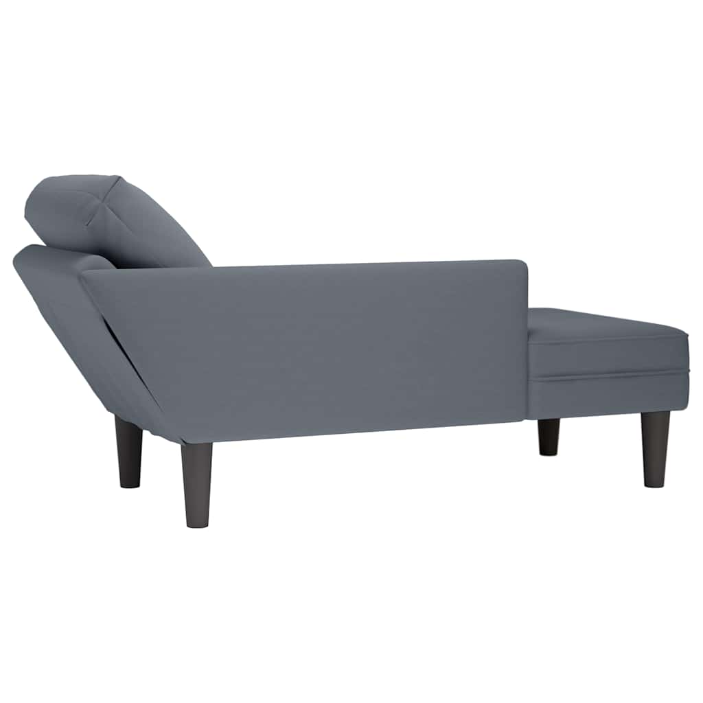 Chaise Lounge with Pillow and Right Armrest Dark Grey Velvet