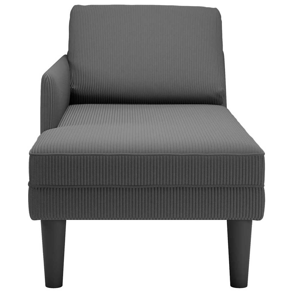 Chaise Lounge with Pillow Dark Grey Corduroy Fabric