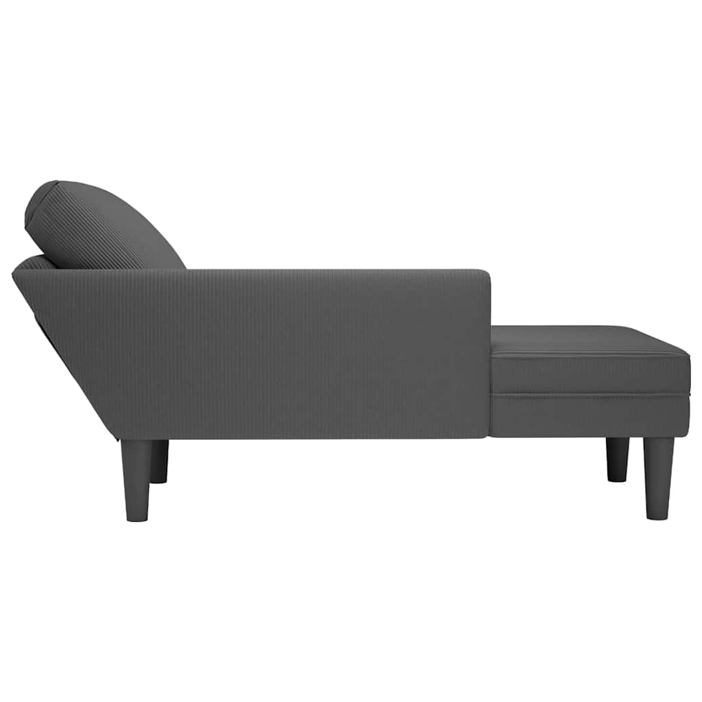 Chaise Lounge with Pillow Dark Grey Corduroy Fabric
