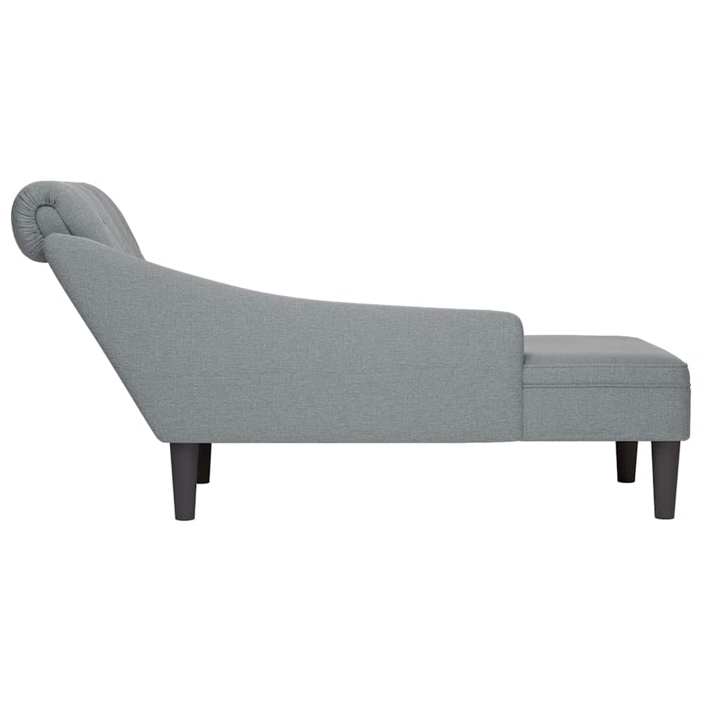 Chaise Lounge with Pillow and Right Armrest Light Grey Fabric