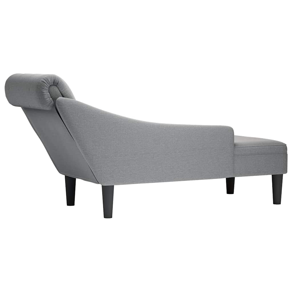 Chaise Lounge with Pillow and Right Armrest Light Grey Fabric