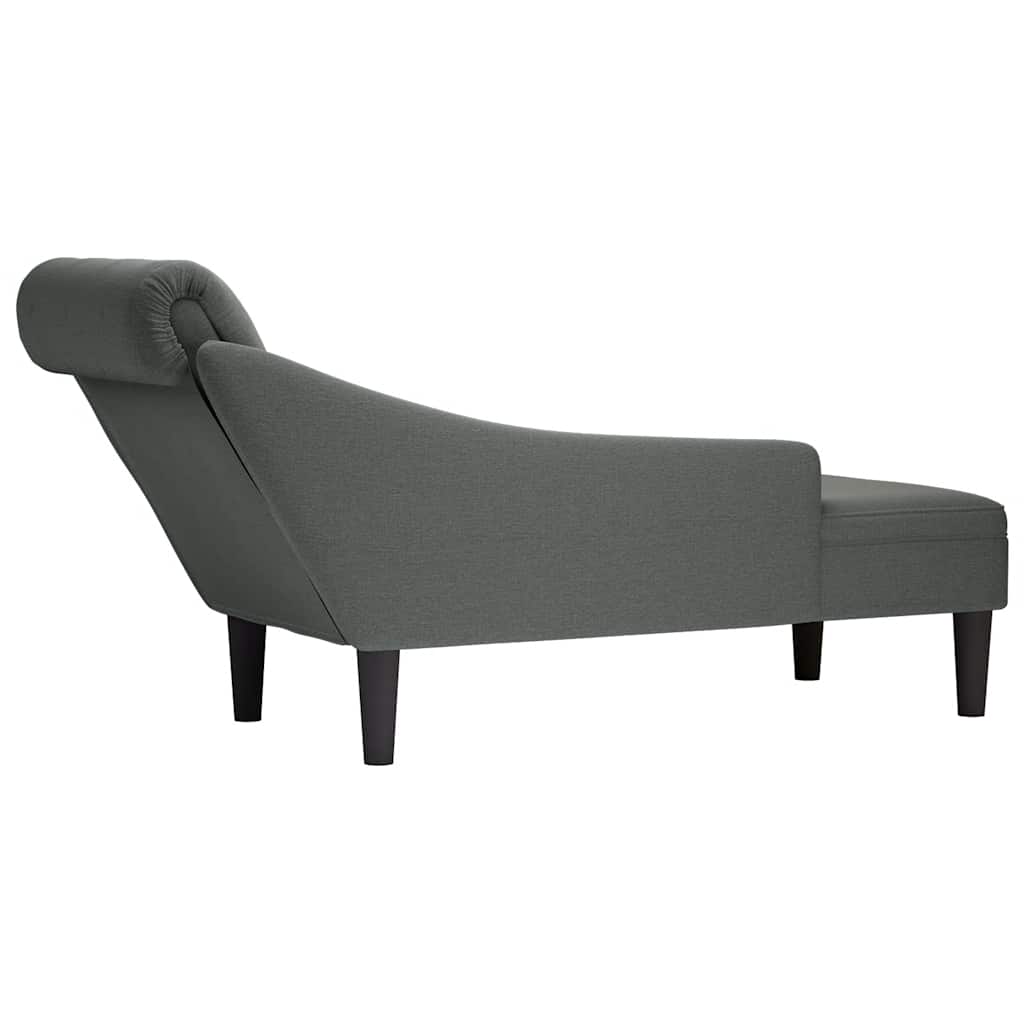 Chaise Lounge with Pillow and Right Armrest Dark Grey Fabric