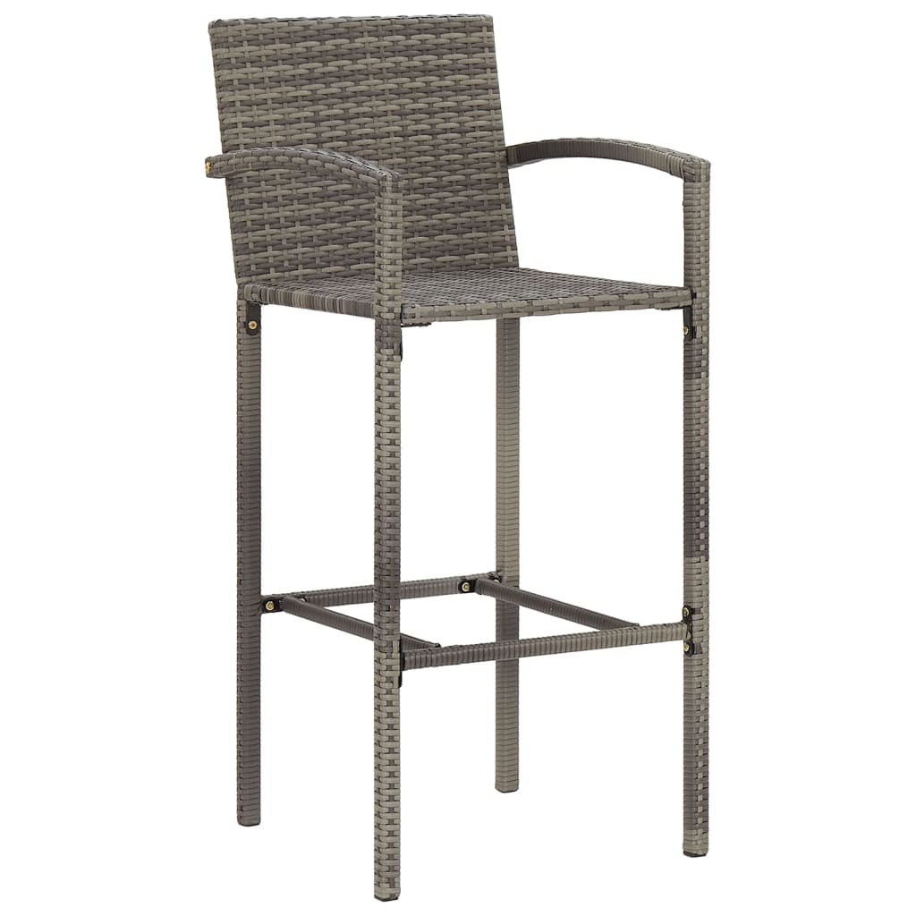 3 Piece Garden Bar Set Grey Solid Wood Acacia and Poly Rattan