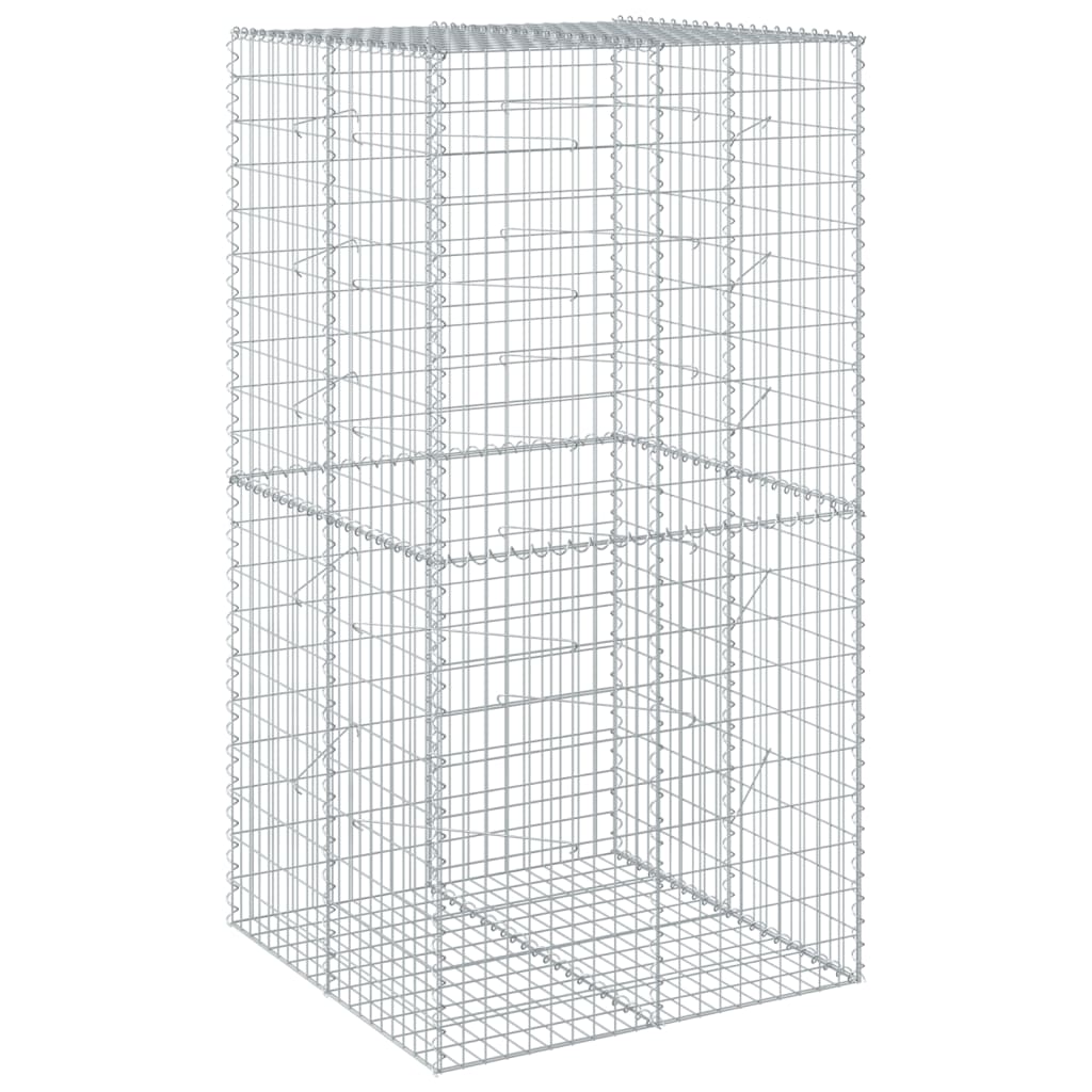 Gabion Basket with Cover 100x100x200 cm Galvanised Iron