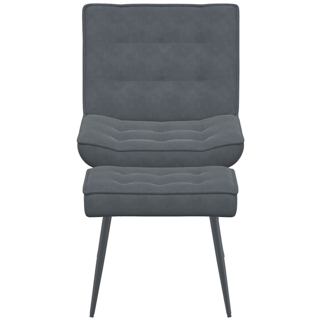 Relaxing Chair with Stool Dark Grey Velvet