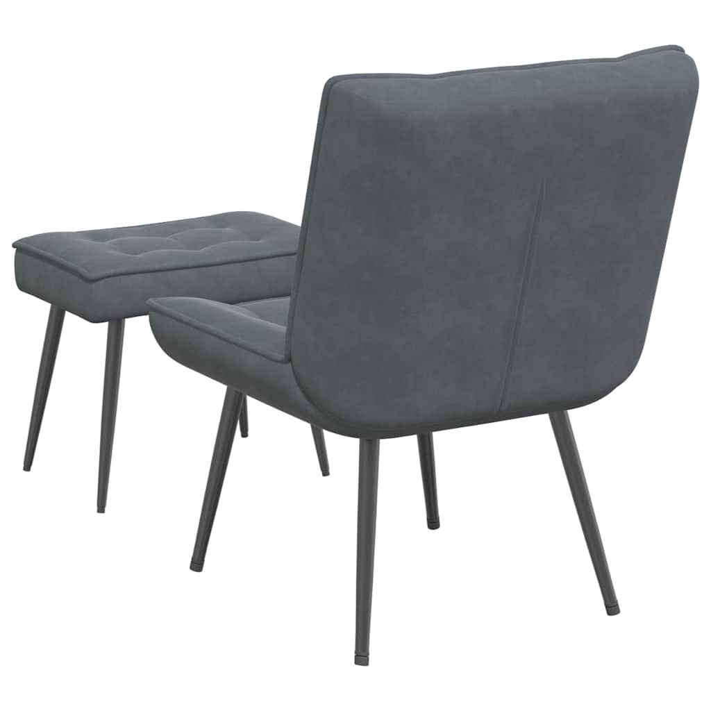 Relaxing Chair with Stool Dark Grey Velvet