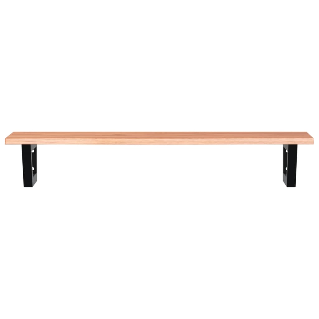 Basin Shelf Wall Mounted Steel and Solid Wood Oak