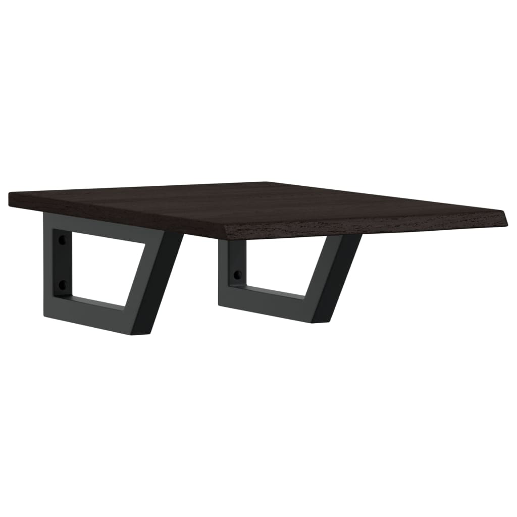 Basin Shelf Wall Mounted Steel and Solid Wood Oak