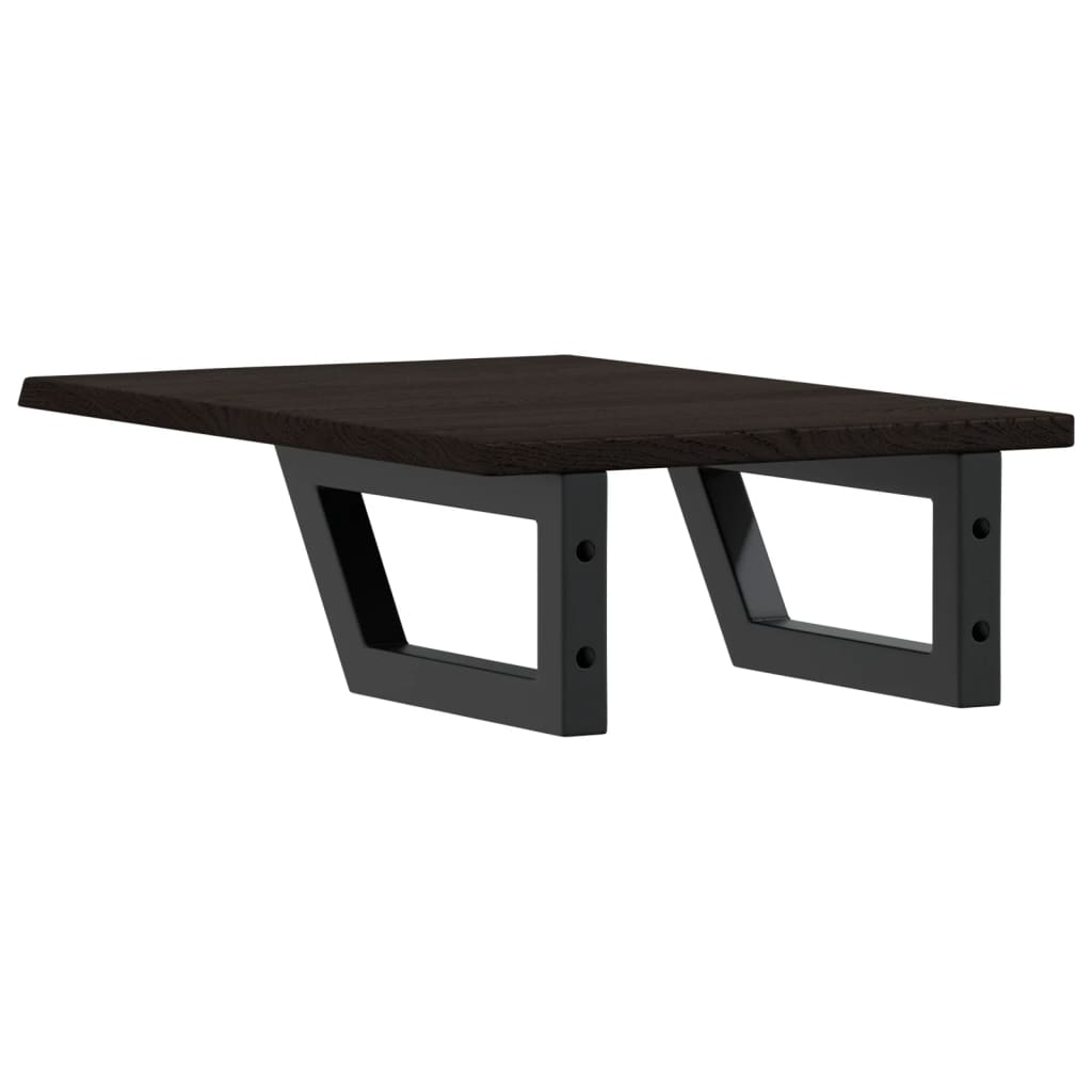 Basin Shelf Wall Mounted Steel and Solid Wood Oak