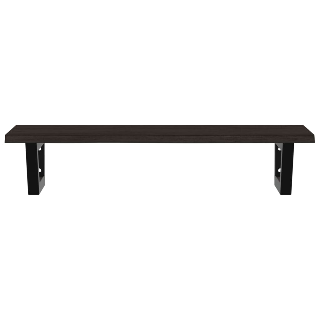 Basin Shelf Wall Mounted Steel and Solid Wood Oak