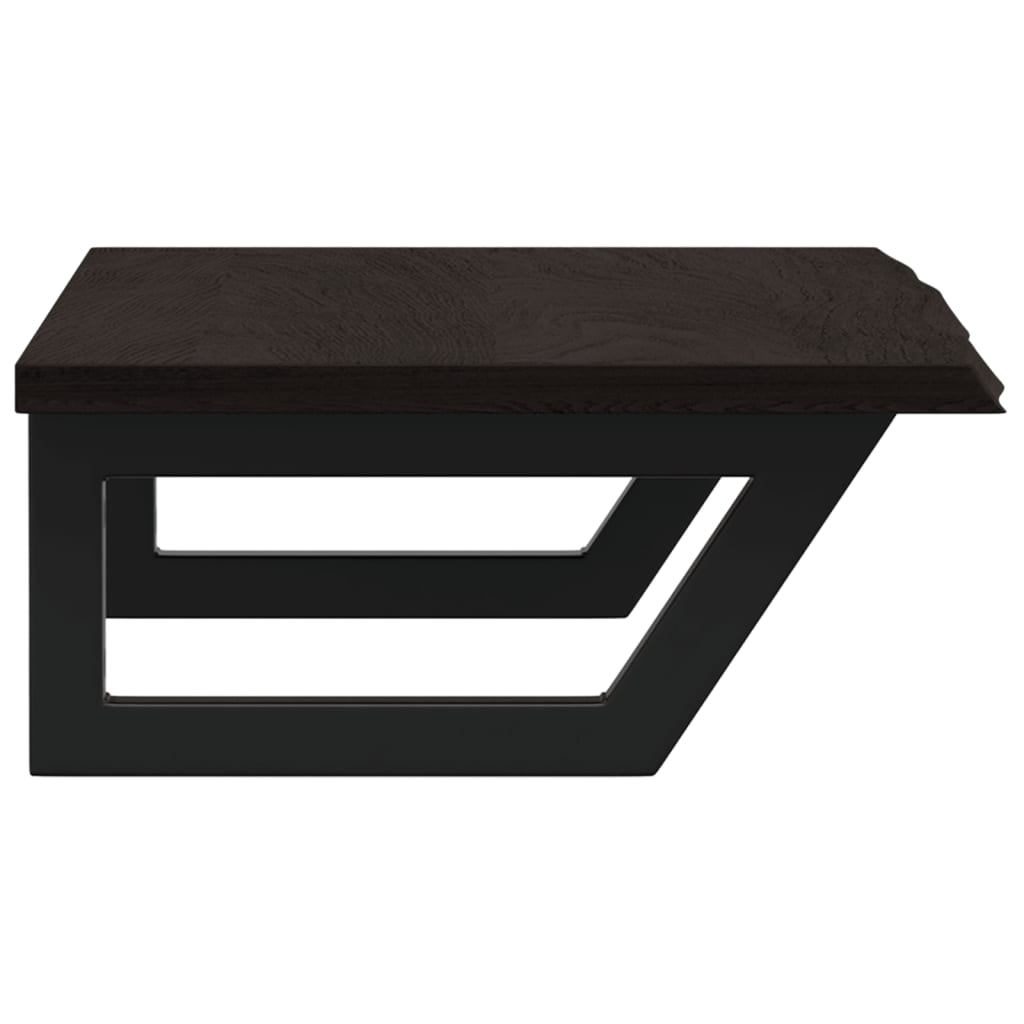 Basin Shelf Wall Mounted Steel and Solid Wood Oak