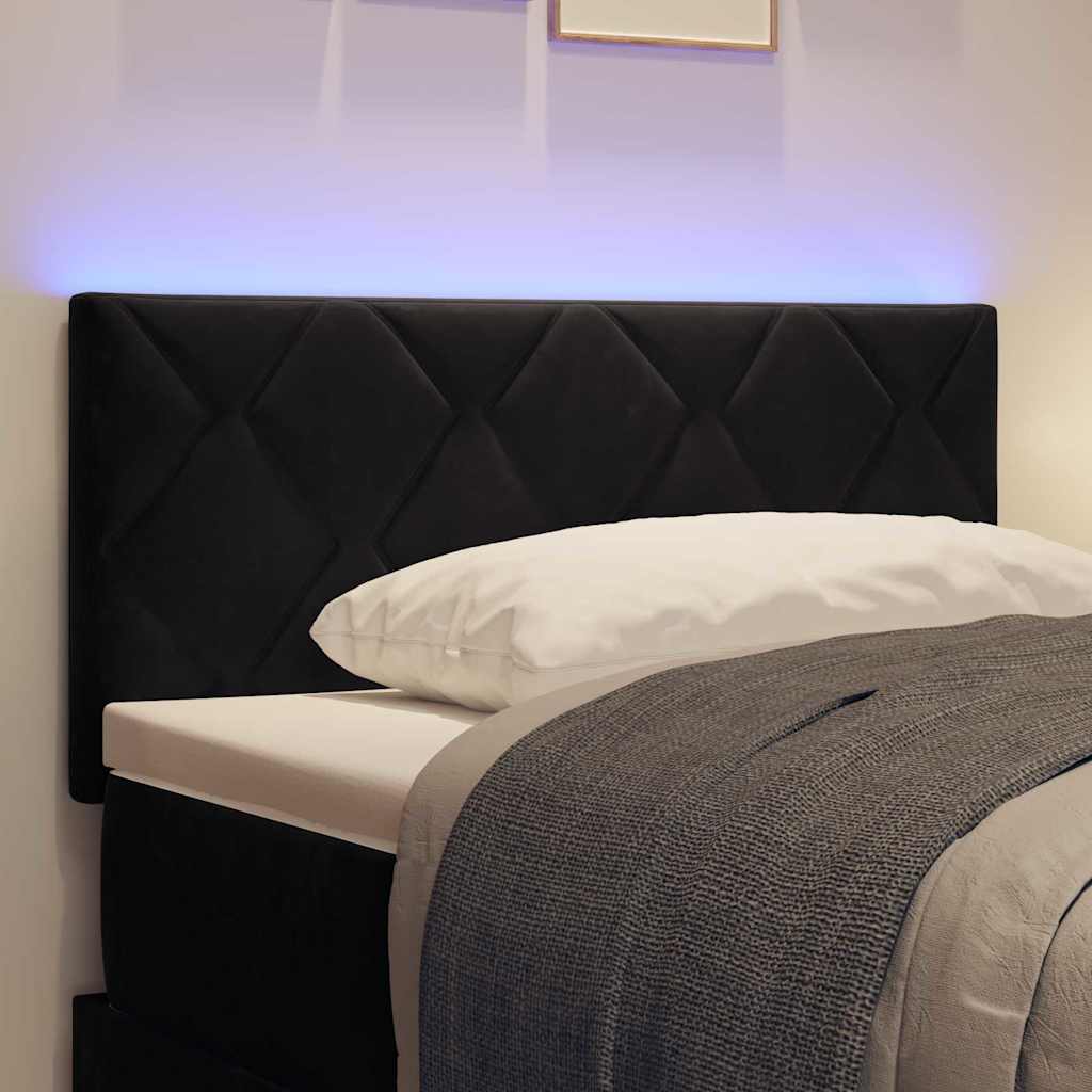 LED Headboard with LED Strip Lights Argyle Black 100 cm Velvet