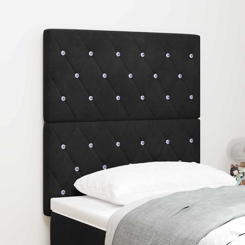 LED Headboard with LED Strip Lights Argyle Black 80 cm Velvet