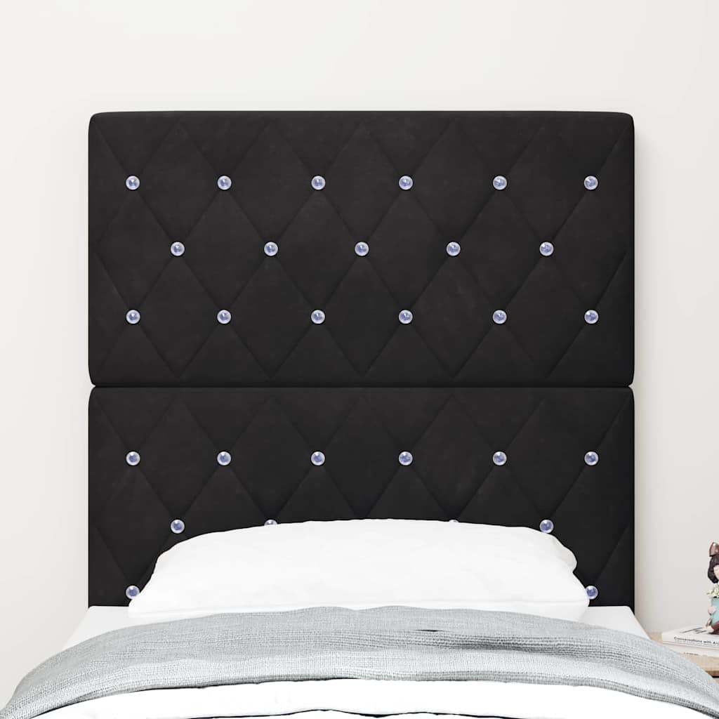 LED Headboard with LED Strip Lights Argyle Black 80 cm Velvet