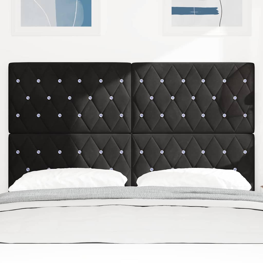 LED Headboard with LED Strip Lights Argyle Black 80 cm Velvet