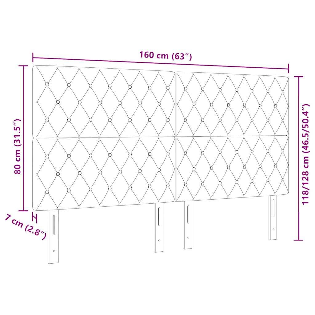 LED Headboard with LED Strip Lights Argyle Black 80 cm Velvet