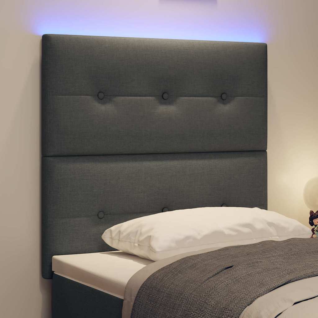 LED Headboard with LED Strip Lights Dark Grey 80 cm Fabric