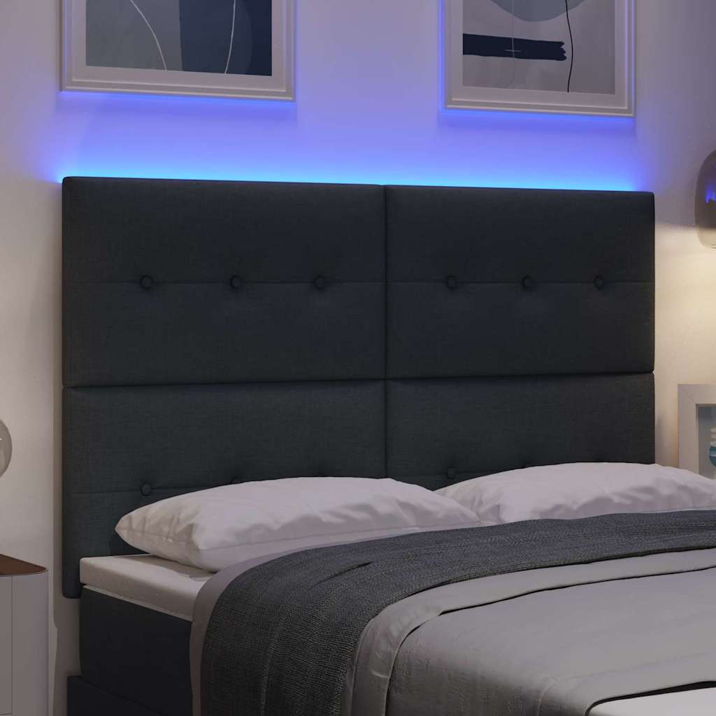 LED Headboard with LED Strip Lights Dark Grey 160 cm Fabric