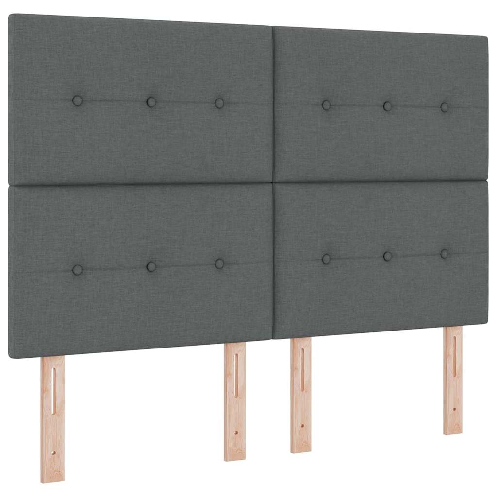 LED Headboard with LED Strip Lights Dark Grey 160 cm Fabric