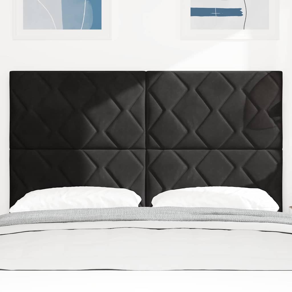 LED Headboard with LED Strip Lights Manual Black 144 cm Velvet