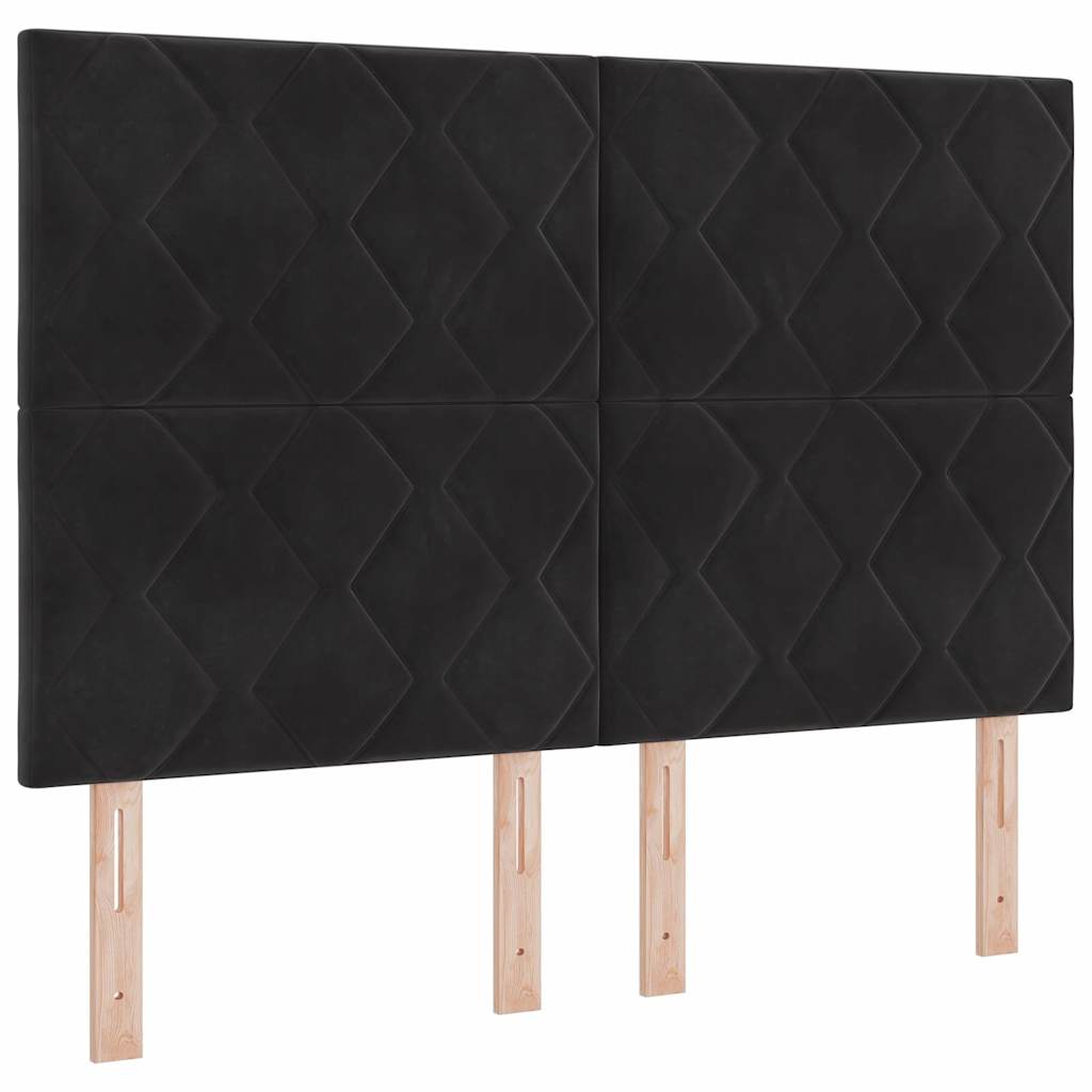 LED Headboard with LED Strip Lights Manual Black 144 cm Velvet