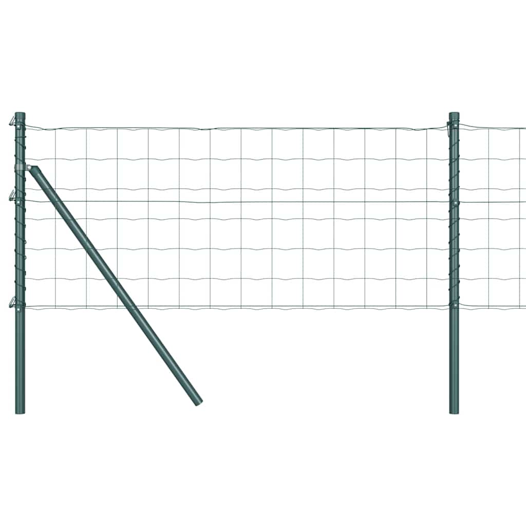 Fence with Posts Green 0.8 x 25 m Steel