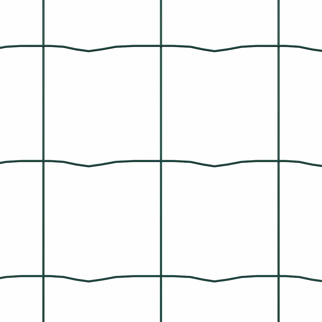 Fence with Posts Green 1 x 25 m Steel