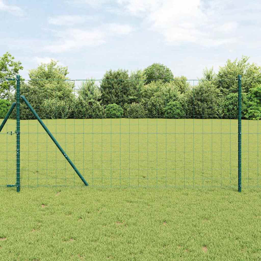 Fence with Posts Green 1.2 x 25 m Steel