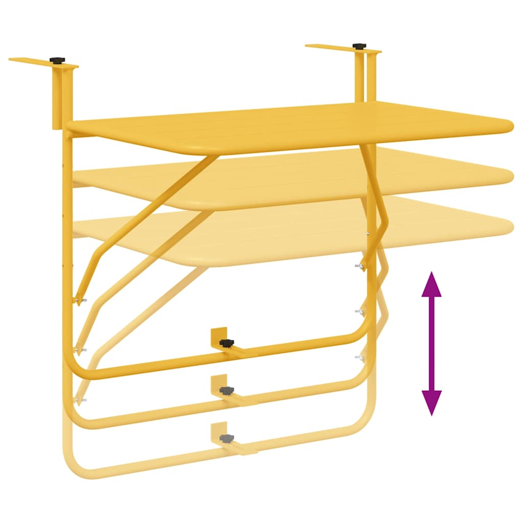Hanging Balcony Table Mustard 60 x 39 x 65 cm Steel