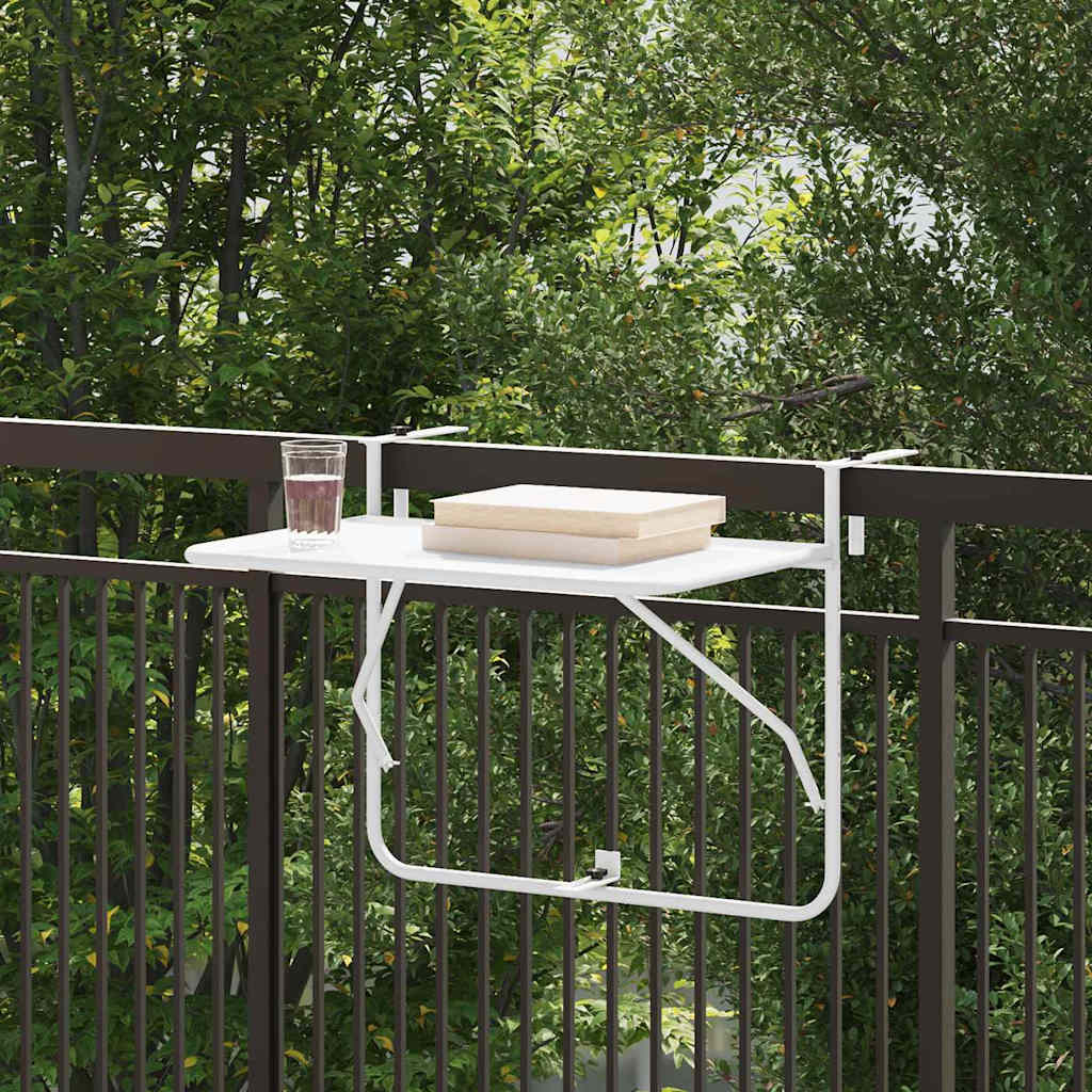 Hanging Balcony Table White 60 x 39 x 65 cm Steel