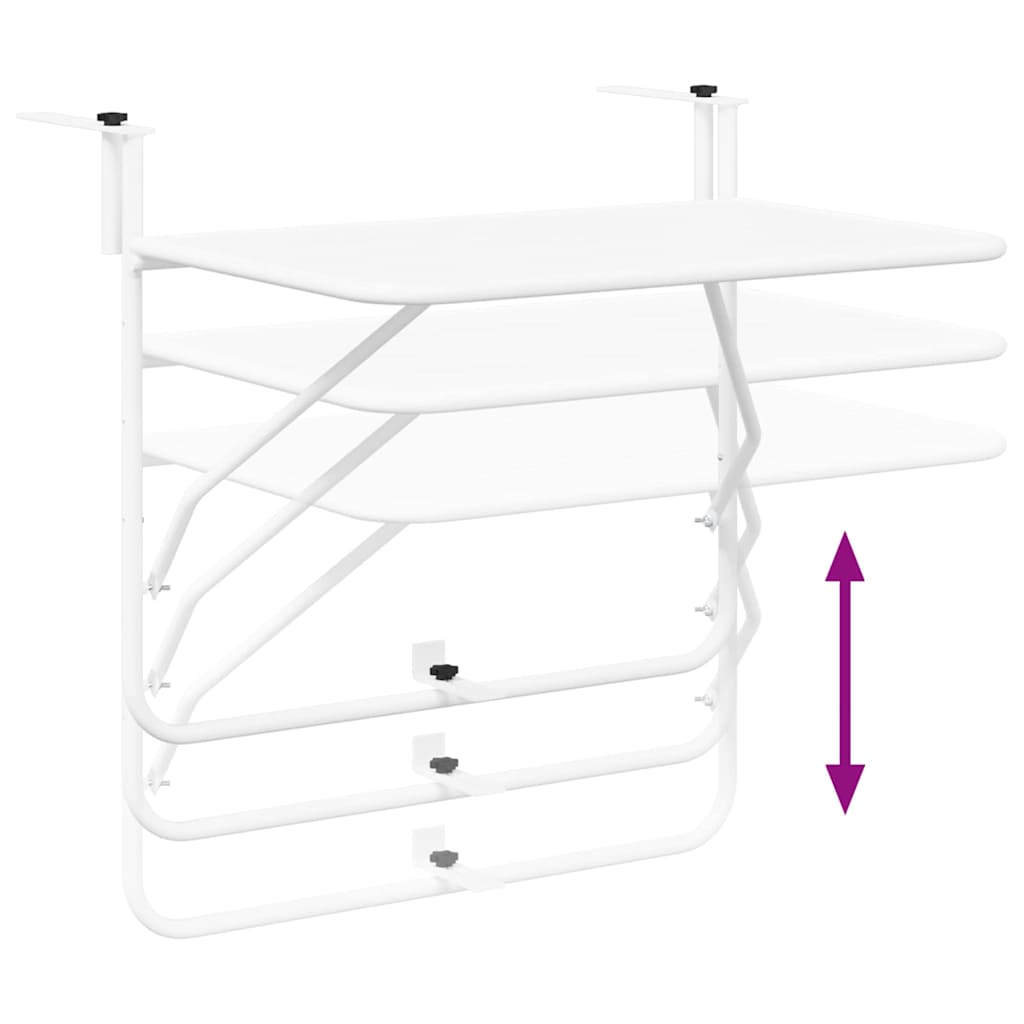 Hanging Balcony Table White 60 x 39 x 65 cm Steel