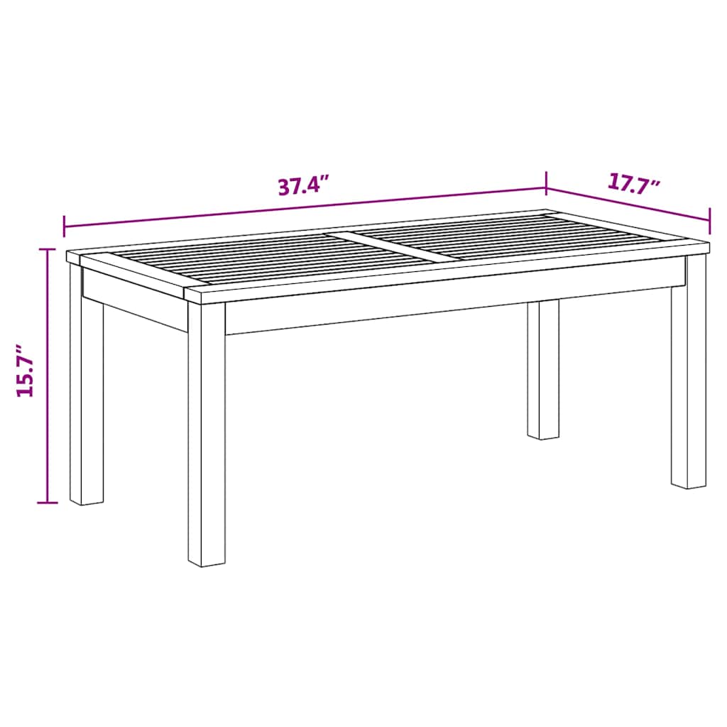 Garden Table Natural 95 x 45 x 40 cm Solid teak wood