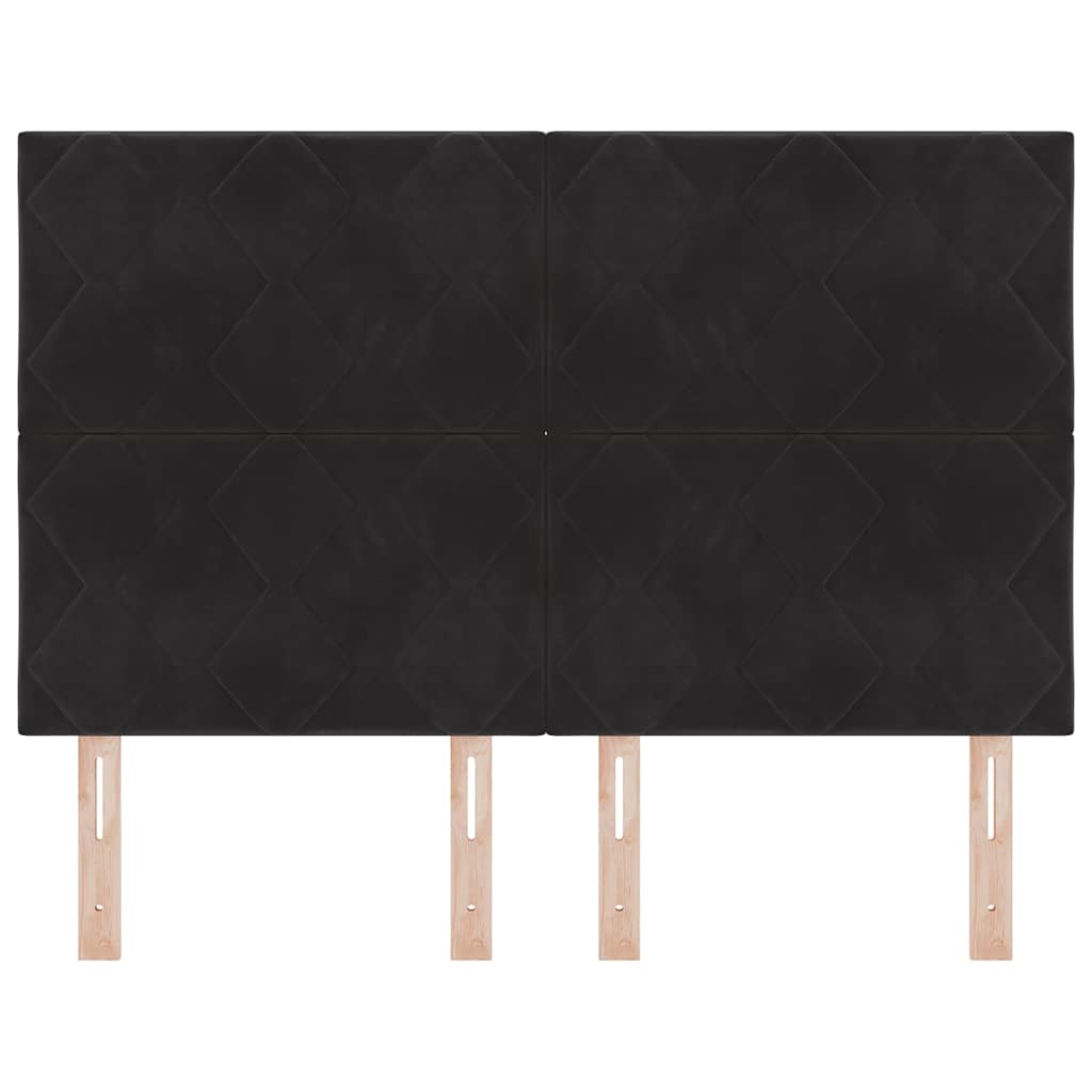 Headboard Height Adjustable with Headboard Black 144 cm Velvet