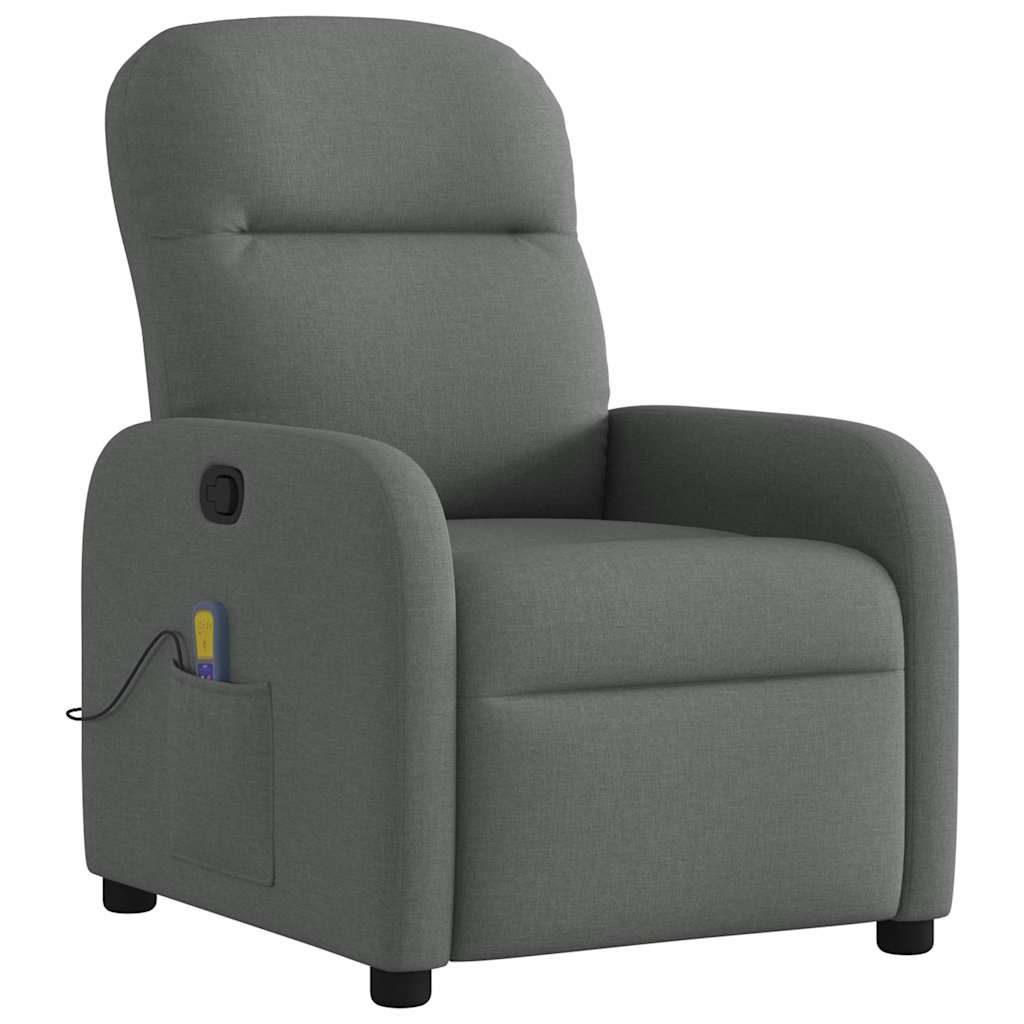 Massage Recliner Chair Dark Grey Fabric
