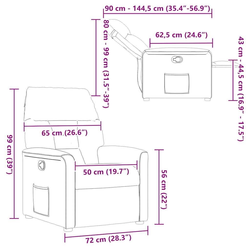 Recliner Chair Dark Grey Fabric