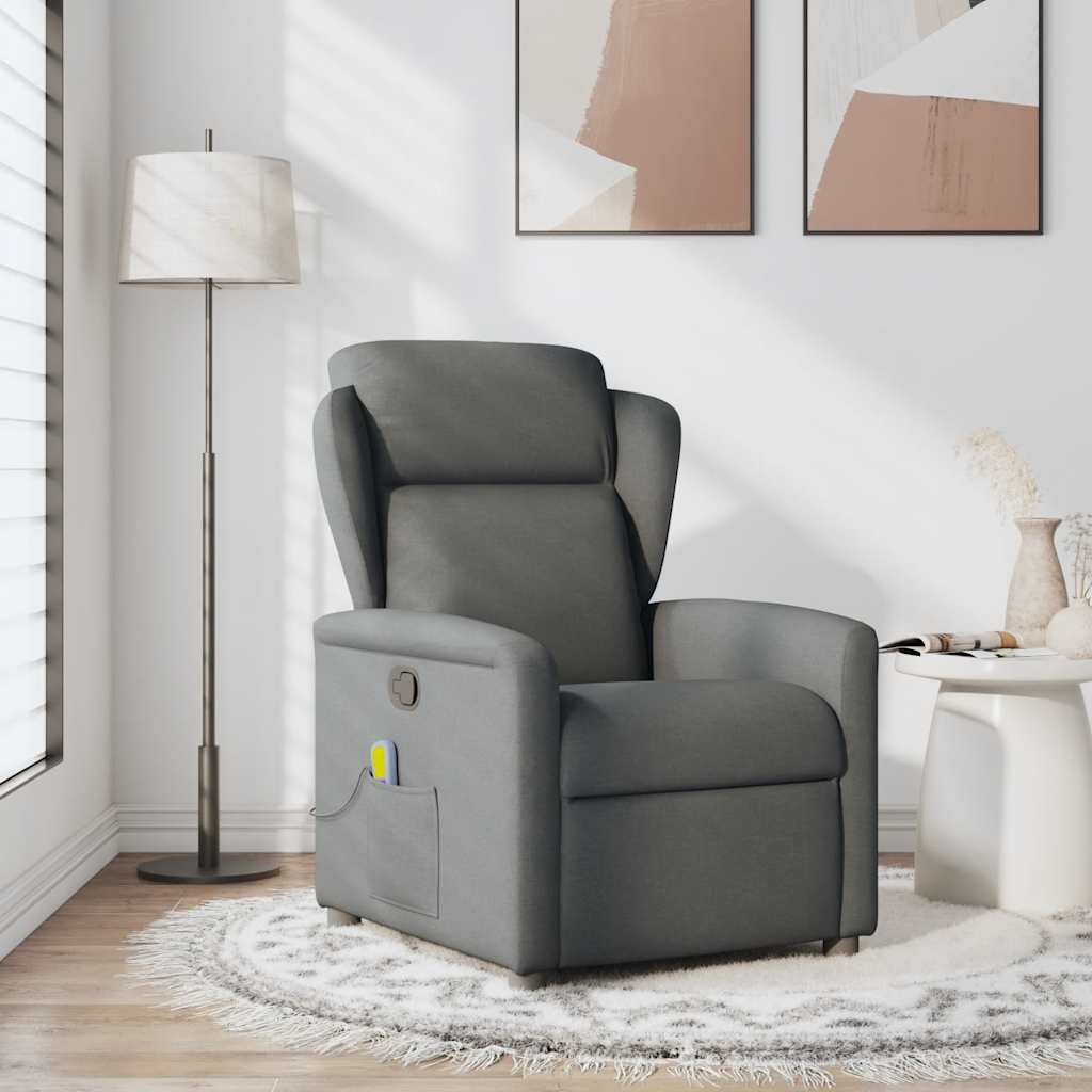 Massage Recliner Chair Dark Grey Fabric