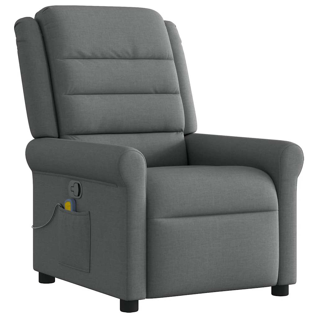 Massage Recliner Chair Dark Grey Fabric