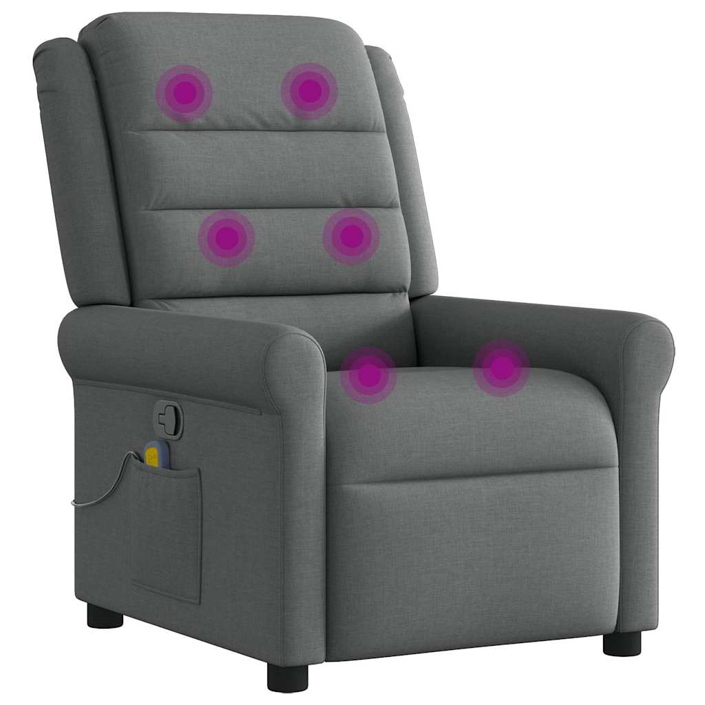 Massage Recliner Chair Dark Grey Fabric