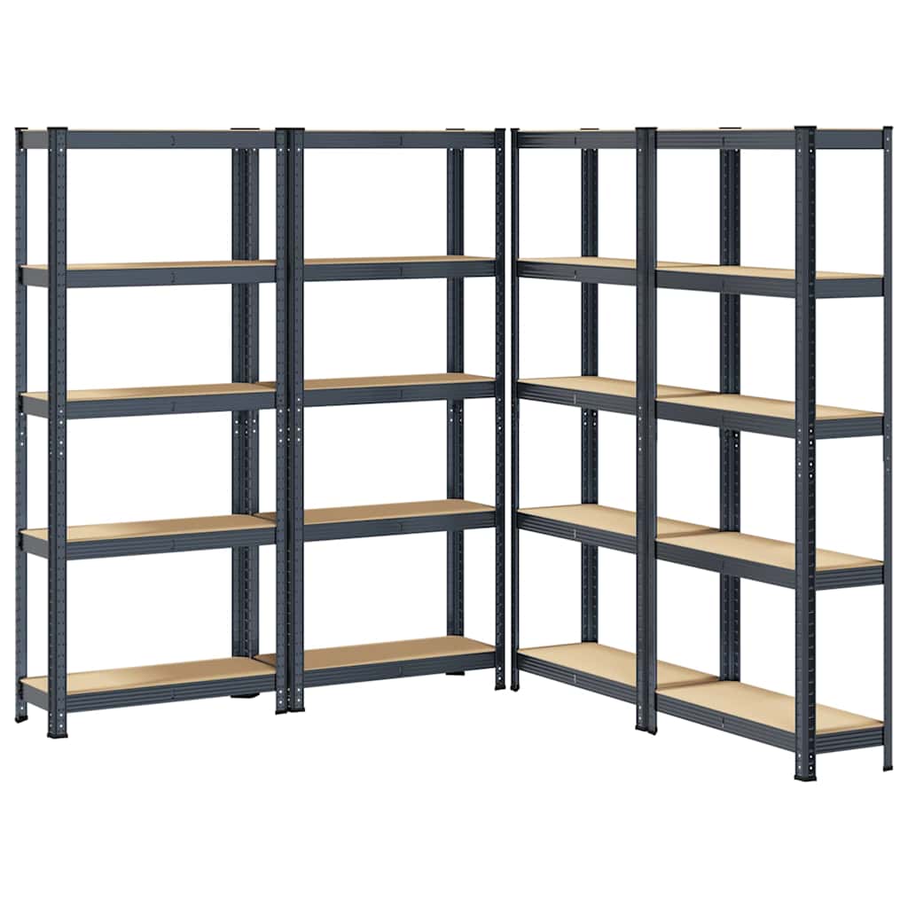 5-Layer Storage Shelves 4 pcs Anthracite Steel&Engineered Wood