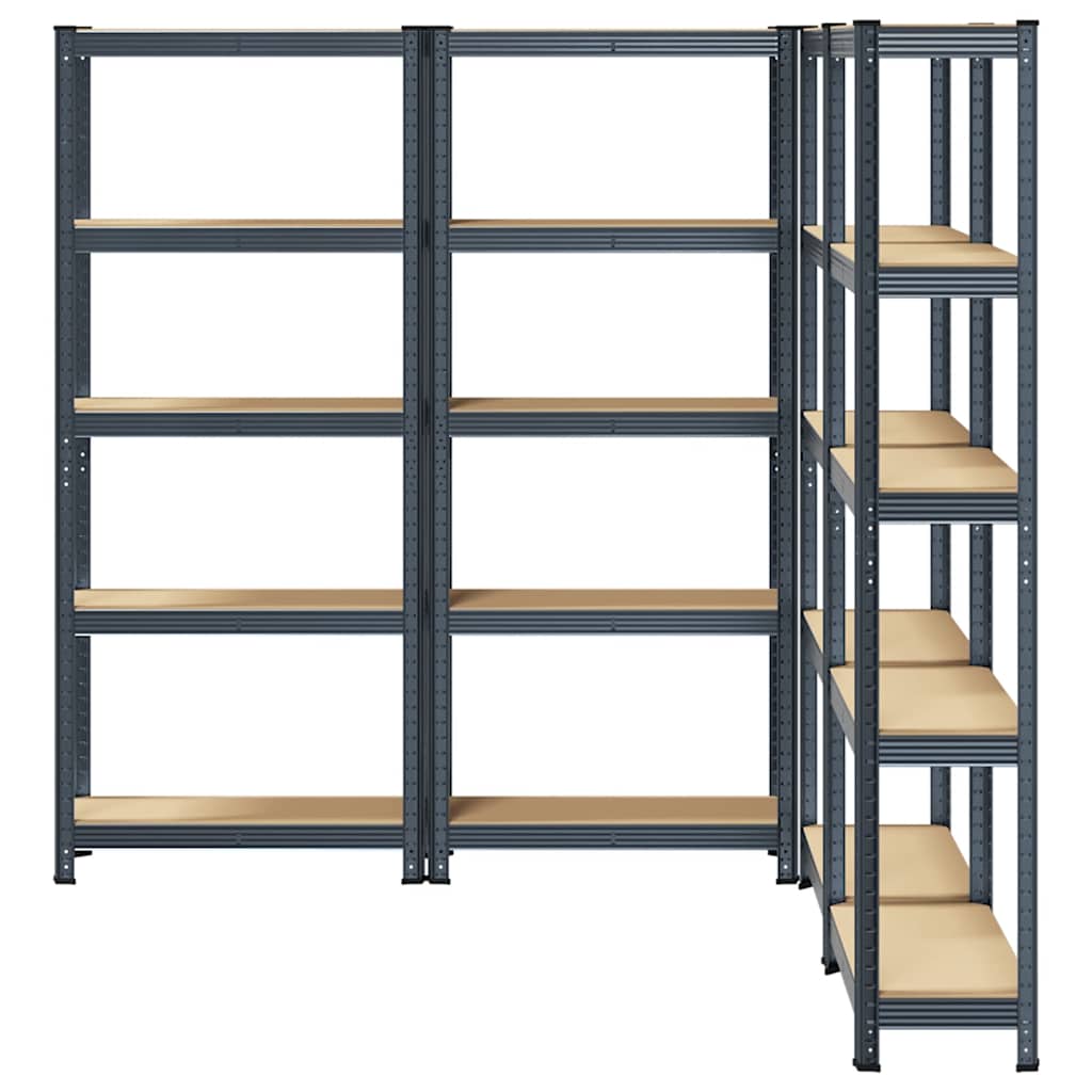 5-Layer Storage Shelves 4 pcs Anthracite Steel&Engineered Wood