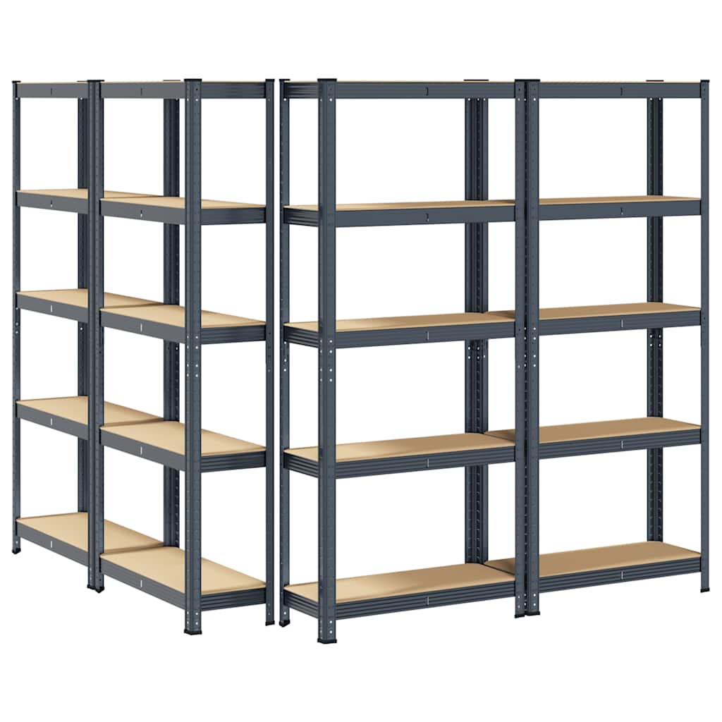5-Layer Storage Shelves 4 pcs Anthracite Steel&Engineered Wood