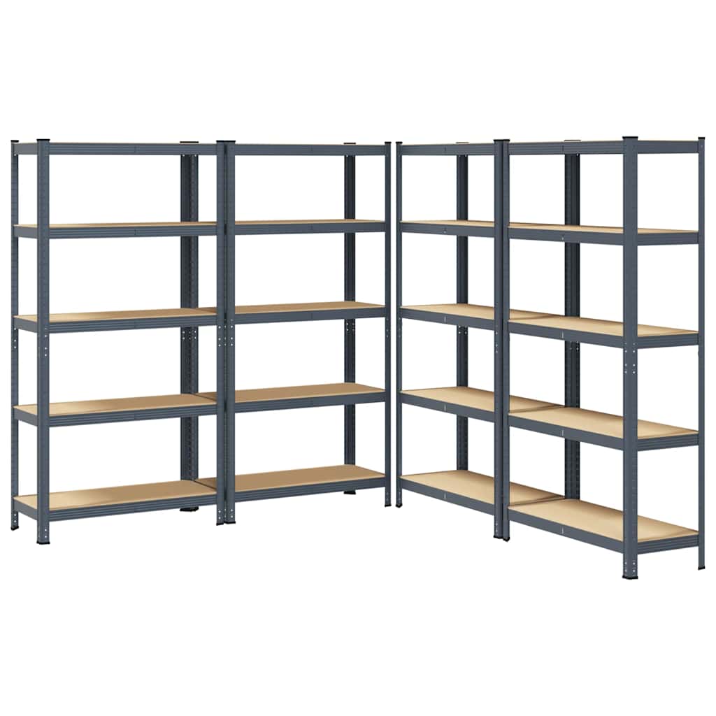 5-Layer Storage Shelves 4 pcs Anthracite Steel&Engineered Wood