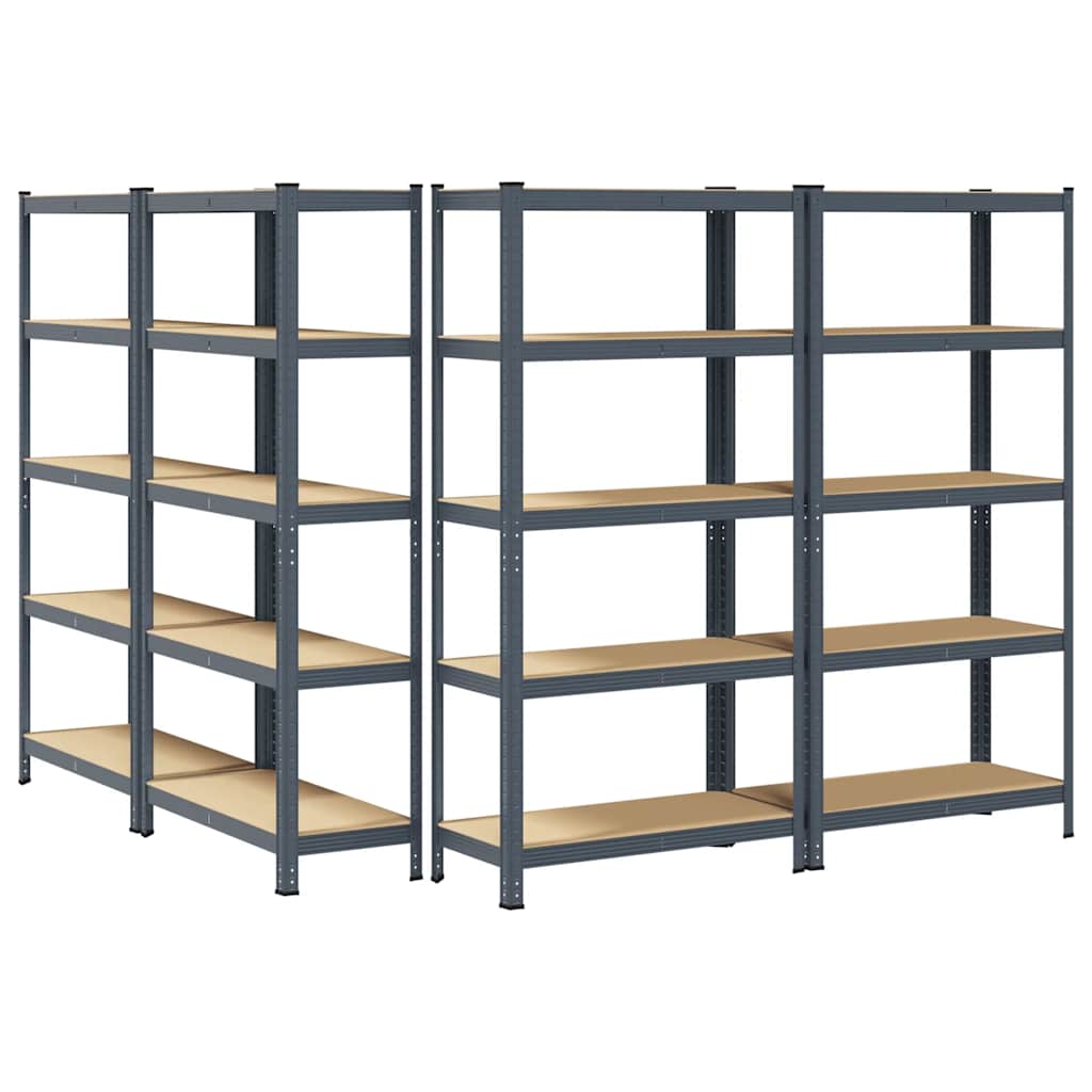 5-Layer Storage Shelves 4 pcs Anthracite Steel&Engineered Wood