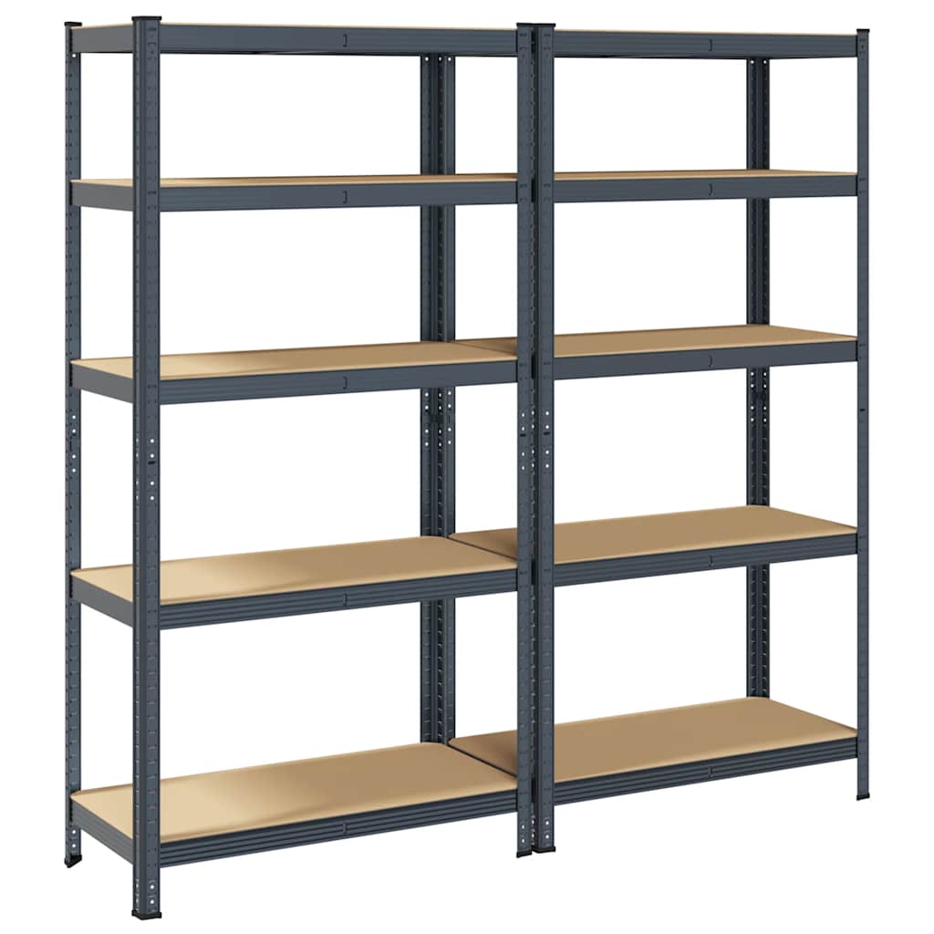 5-Layer Heavy-duty Shelves 2 pcs Anthracite Steel&Engineered Wood