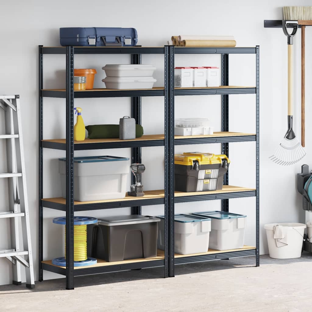 5-Layer Heavy-duty Shelves 2 pcs Anthracite Steel&Engineered Wood